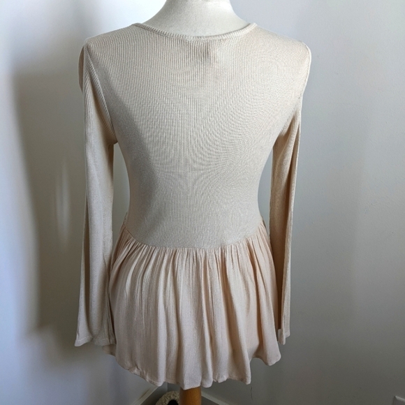 MATILDA Jane Ecru Waffle Tunic Modal M Peplum Neutral Cottage - Picture 5 of 10